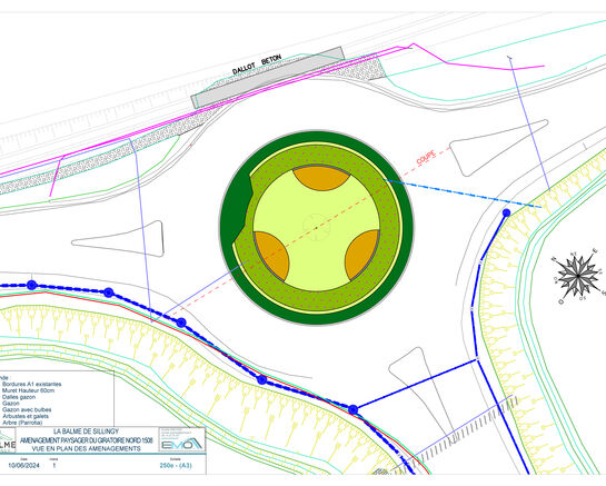 Début des aménagements paysager du giratoire nord de la déviation